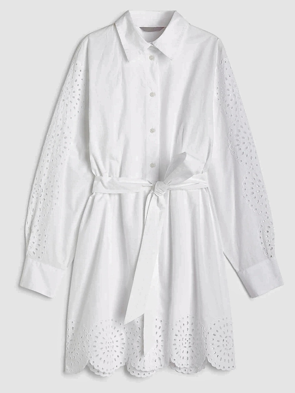 H&M White Eyelet Cotton poplin Shirt Dress